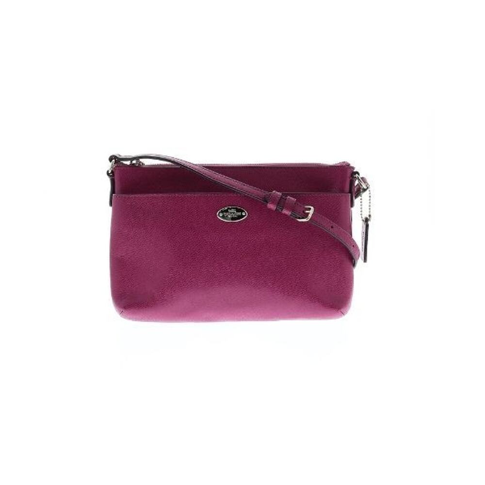 Coach East West Crossbody Fuchsia Pebbled Leather Slim Shoulder Bag Pink EUC